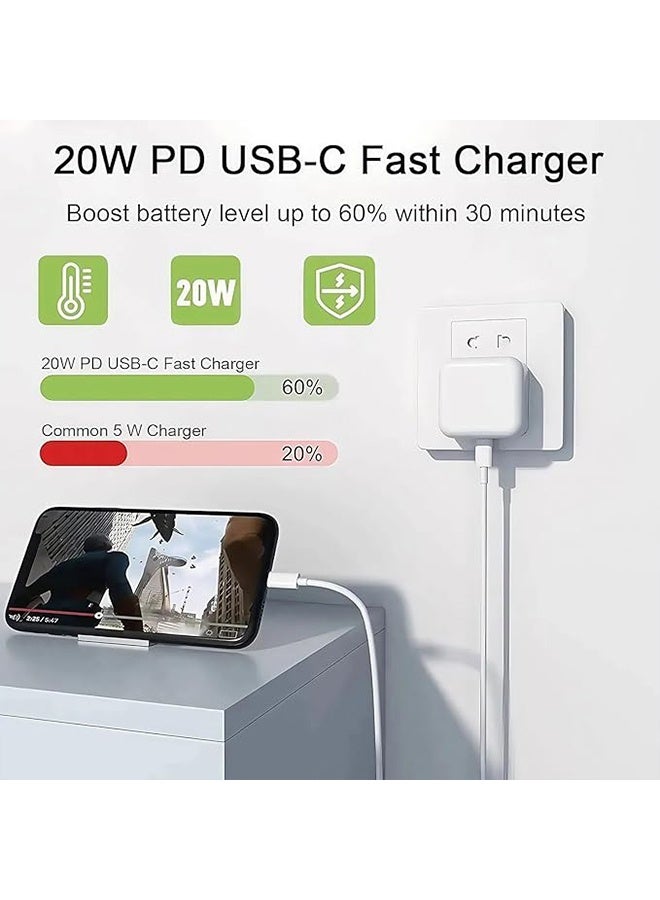 شاحن آيفون من النوع C، محول طاقة USB-C بقوة 20 واط بتقنية الشحن السريع PD | مصمم خصيصًا لمنتجات أبل - Image 5